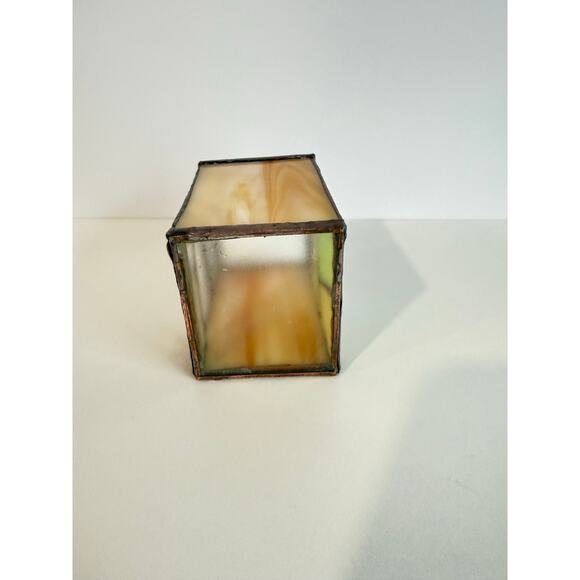 Vintage Mosaic Stained Glass Candle Holder Tray MCM 70s Red Green Brown - Picture 6 of 7